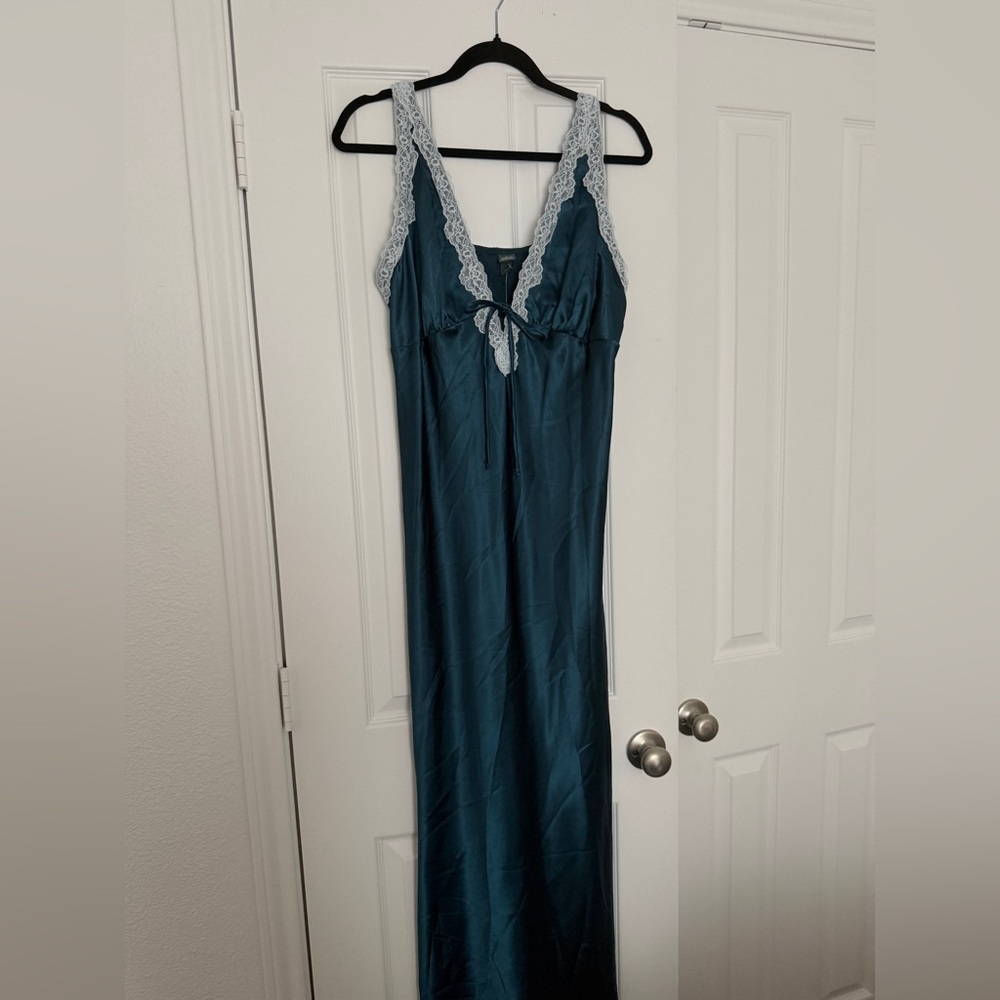 Wild Fable Teal and White Lace Chemise